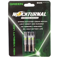 Nockturnal GT Green Lighted Nock 3 Pack Gold Tip NT-105