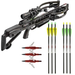 TenPoint Crossbow Turbo S1 ACUslide Silent Cocking Moss Green 390fps Package W/Free 3pk Lighted Bolts & Broadheads CB22020-1519